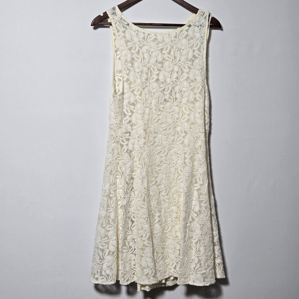 Free People Miles Of Lace Ivory Mini Dress Medium